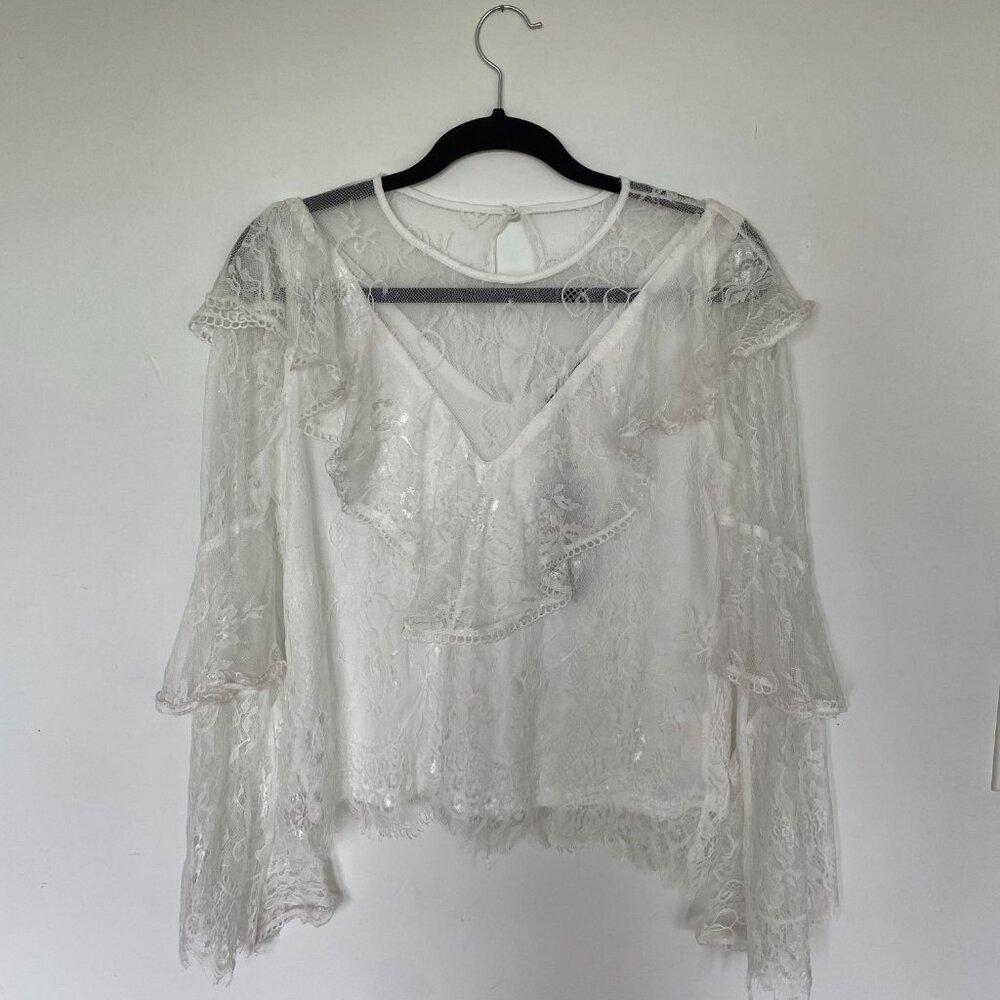 Nasty Gal Lace Ruffle Blouse